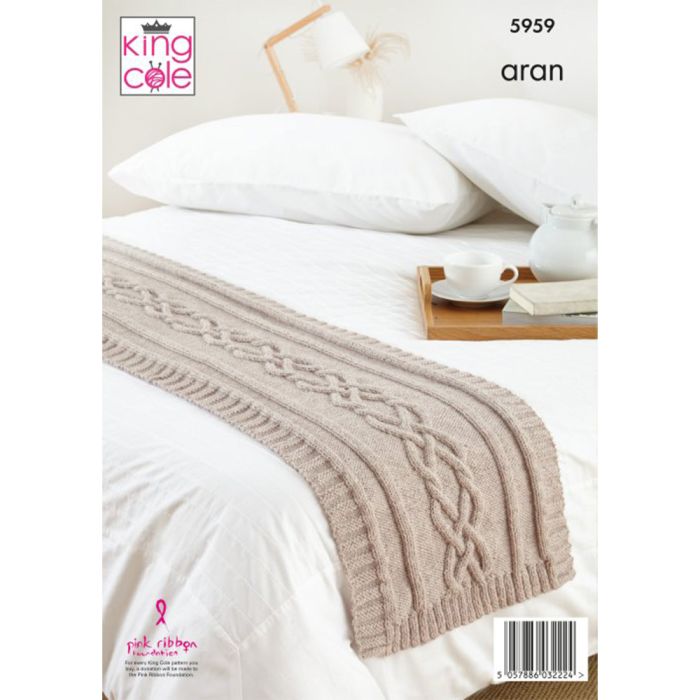 Knitting Pattern Blanket Floor Cushion Bed Runner in King Cole Wool Aran 5959