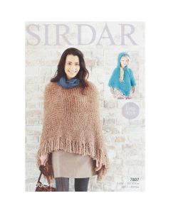 Sirdar Touch Woman's Girls Hooded Fringed Poncho Pattern 7807 20-42in