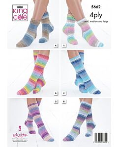 King Cole Summer 4 Ply Socks and Triangular Wrap Pattern 5662 