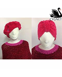 Cygnet Jellybaby Glitter CY1437 Beret and Headband Knitting Pattern Kit