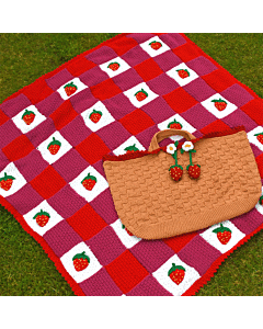 Strawberry Summer Blanket & Picnic Bag Knitting Pattern by Nicola Valiji in WoolBox Imagine Classic DK