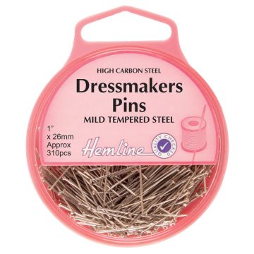 Hemline Dressmaker Pins Nickel 26mm