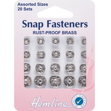 Hemline Sew On Snap Fasteners Nickel Assorted