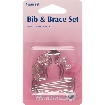 Hemline Bib And Brace Set Nickel 40mm