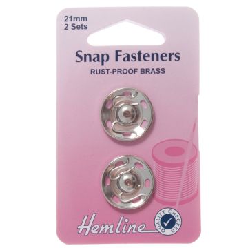 Hemline Sew On Snap Fasteners Nickle 21mm