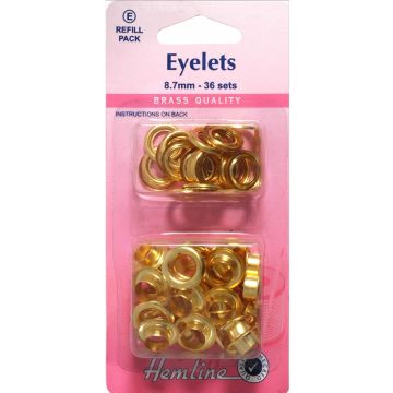 Hemline Eyelets Refill Pack Gold 8.7mm