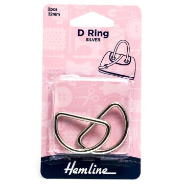 Hemline D Ring Nickel 32mm