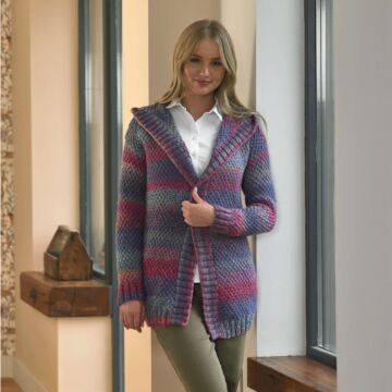 Knitted Hooded Jacket 5063 Kit by Jenny Watson in James C. Brett Marble Chunky