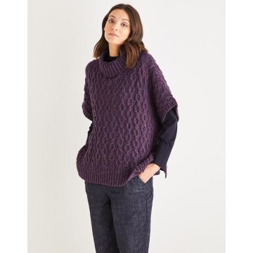 Sirdar Haworth Tweed Womens Cabled Roll Neck Poncho 10148 