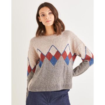 Sirdar Haworth Tweed Womens Intarsia Argyll Sweater 10155 