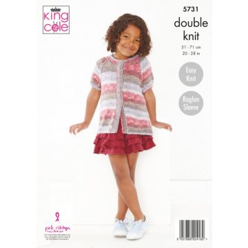 King Cole Island Beaches DK Childrens cardigans Pattern 5731 51-71cm