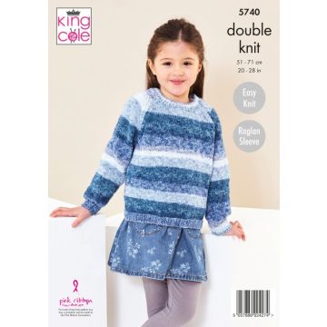 King Cole Bramble DK Cardigan and Sweater Pattern 5740 51-71cm