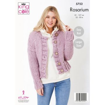 King Cole Rosarium Super Chunky Ladies Cardigans Pattern 5752 81-127cm