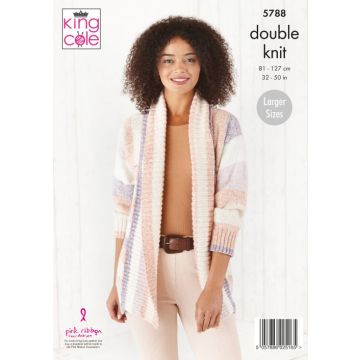 King Cole Harvest DK Ladies Cardigan Pattern 5788 71-117cm