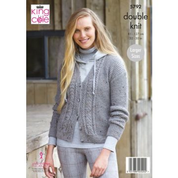 King Cole Homespun DK Ladies Cardigans Pattern 5792 71-117cm