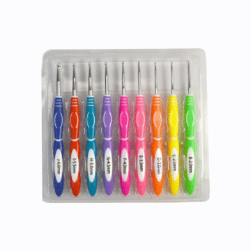 Crochet Hook Soft Grip Set 9 Pieces Multi Coloured 2.0-6.0mm