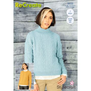 Stylecraft ReCreate DK Ladies R Funnel Neck Cardigan Pattern Download 9859 