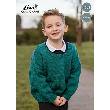 Emu Classic Aran Child's Jumper 1003 Knitting Pattern PDF  2 to 5 Years