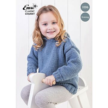 Emu Classic Chunky Child's Classic Knitted Hoodie 1006 Knitting Pattern PDF  3 to 6 Years