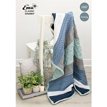 Emu Classic Chunky Nordic Panel Throw 1007 Knitting Pattern PDF  One Size