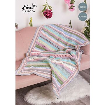 Emu Classic DK Forget-Me-Not Crochet Blanket 1010 Crochet Pattern PDF  One Size