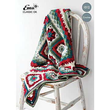 Emu Classic DK Christmas Folk Blanket 1012 Crochet Pattern PDF  One Size
