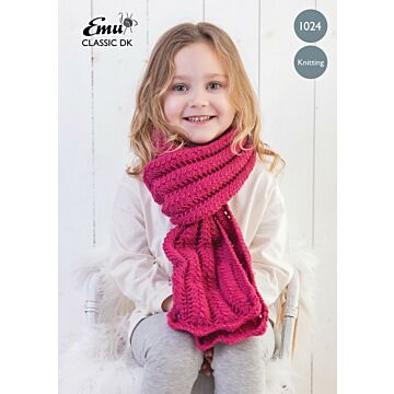 Emu Classic DK Child's Classic Lace Scarf 1024 Knitting Pattern  One Size
