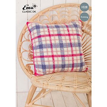 Emu Classic DK Tartan Cushion Cover 1028 Knitting Pattern  One Size