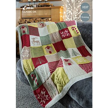 Emu Classic DK Classic Christmas Blanket 1037 Knitting Pattern PDF  One Size