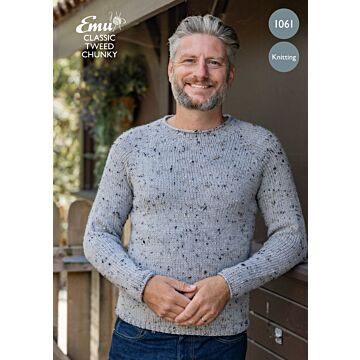 Emu Classic Tweed Chunky Men's Turtleneck Sweater 1061 Knitting Pattern PDF  To Fit Chest 3638 - 4850"