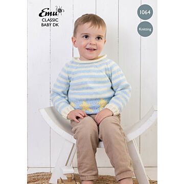 Emu Classic Baby DK Stars & Stripes Sweater 1064 Knitting Pattern PDF  2 to 6 Years