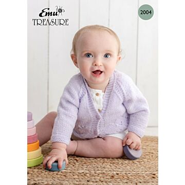 Emu Treasure DK Baby V Neck Cardigan 2004 Knitting Pattern  Birth to 7 Years