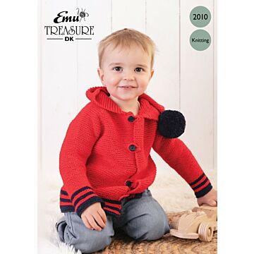 Emu Treasure DK Child's Pom Pom Hooded Jacket 2010 Knitting Pattern  1 to 5 Years