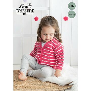 Emu Treasure DK Child's Striped Eyelet Cardigan 2017 Knitting Pattern  6 to 24 Months