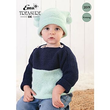 Emu Treasure DK Baby Jumper & Hat 2019 Knitting Pattern PDF  3 to 24 Months