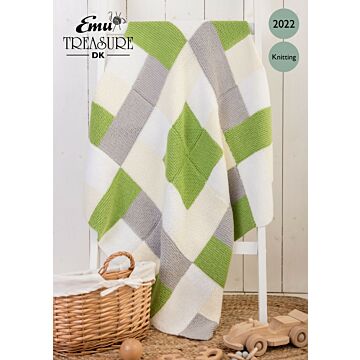 Emu Treasure DK Baby All-Square Cot Blanket 2022 Knitting Pattern  One Size