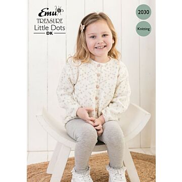 Emu Treasure Little Dots DK Child's Cardigan 2030 Knitting Pattern PDF  3 to 8 Years