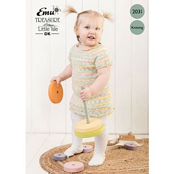 Emu Treasure Little Isle DK Child's Short Sleeve Dress 2031 Knitting Pattern  1 to 5 Years