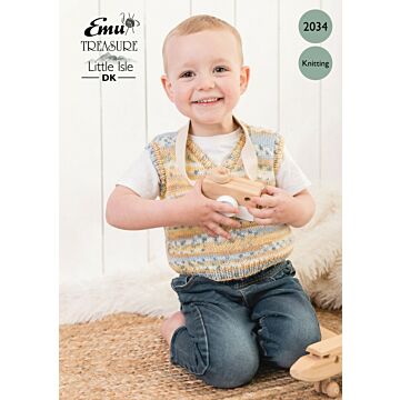 Emu Treasure Little Isle DK Child's Sleeveless Jumper 2034 Knitting Pattern  3 to 10 Years