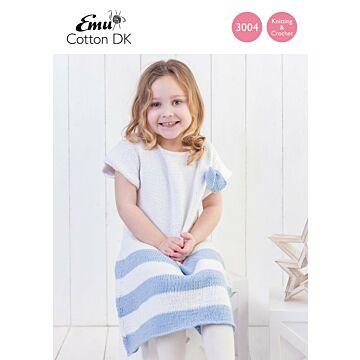 Emu Cotton DK Girl's Cotton Sailor Dress 3004 Knitting Crochet Pattern  3 to 7 Years