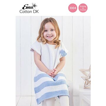Emu Cotton DK Girl's Cotton Sailor Dress 3004 Knitting Crochet Pattern PDF  3 to 7 Years