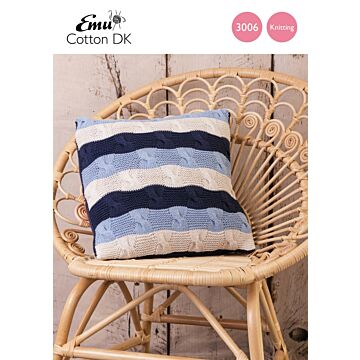 Emu Cotton DK Scandi Style Cable Cushion 3006 Knitting Pattern PDF  One Size