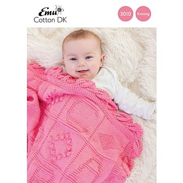 Emu Cotton DK ABC Cot Blanket 3010 Knitting Pattern  One Size