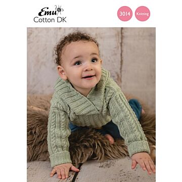 Emu Cotton DK Child's Cotton Cable Hoodie 3014 Knitting Pattern  6 Months to 4 Years