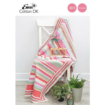 Emu Cotton DK Flower Fields Blanket 3015 Crochet Pattern  One Size