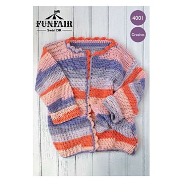 Emu Funfair Swirl DK Child's Comfy Cardigan 4001 Crochet Pattern PDF  1 to 6 Years