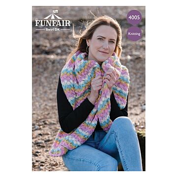 Emu Funfair Swirl DK Ladies Colour wave Lace Shawl 4005 Knitting Pattern  One Size