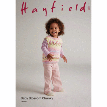 Hayfield Baby Blossom Pearl Sweater Vest 5571 Knitting Pattern Kit