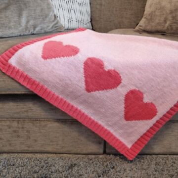 Knitted Heart Blanket Kit by Jenny Watson in West Yorkshire Spinners Bo Peep DK