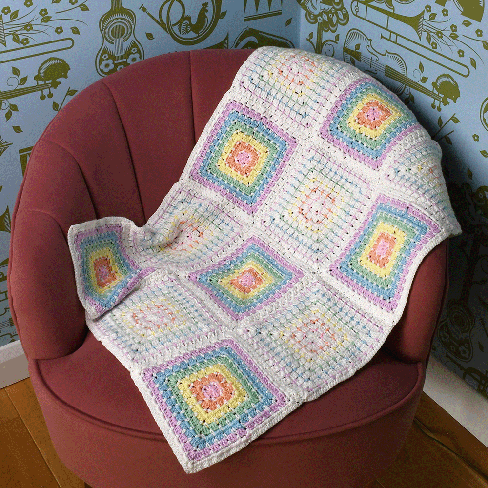 Image of Block Stitch Baby Blanket Crochet by Zoe Potrac in WoolBox Imagine Lullaby DK